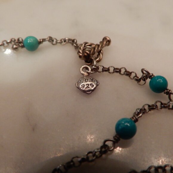 Vintage David Yurman Turquoise Bead and 925 Silver Necklace - Picture 5 of 5